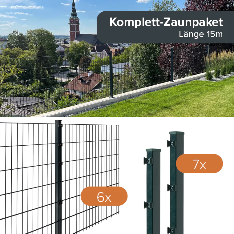 Doppelstabmattenzaun Komplettset Anthrazit 8/6/8 - Image 15