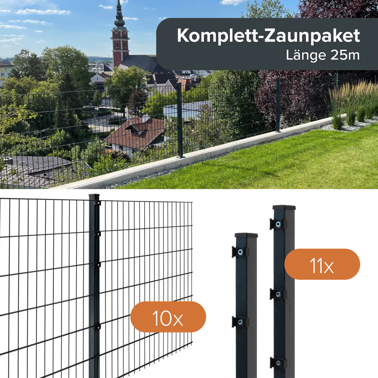Doppelstabmattenzaun Komplettset Anthrazit 6/5/6 - Image 9