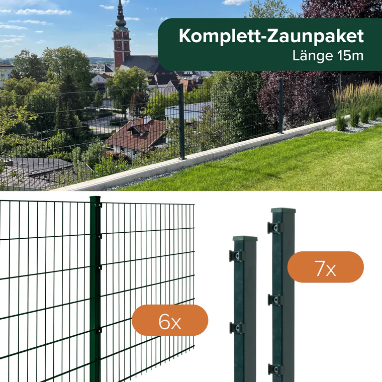 Doppelstabmattenzaun Komplettset Moosgrün 6/5/6 - Image 7