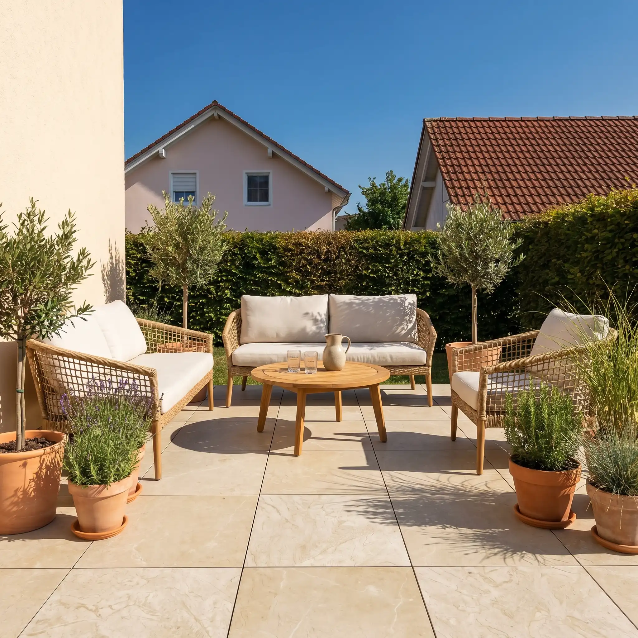 Komplettpaket Terrassenplatte Sand 60x60x2cm - Image 9