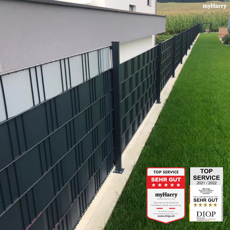 PVC Sichtschutzstreifen Blatt-Muster für Doppelstabmatten 35lfm - Image 4