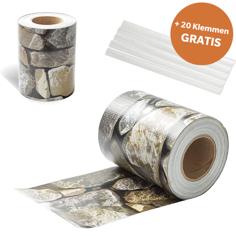 PVC Sichtschutzstreifen Steinoptik für Doppelstabmatten 35lfm - Image 2