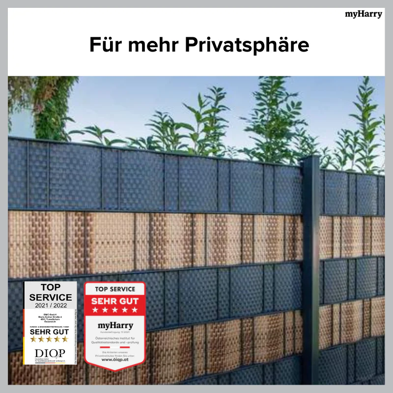 Rattan Sichtschutzstreifen Anthrazit RD03 255cm - Image 4