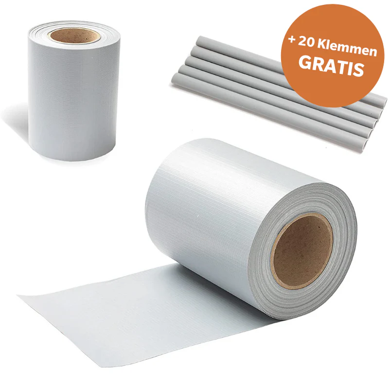 PVC Sichtschutzstreifen für Doppelstabmattenzäune Grau 35lfm - Image 2