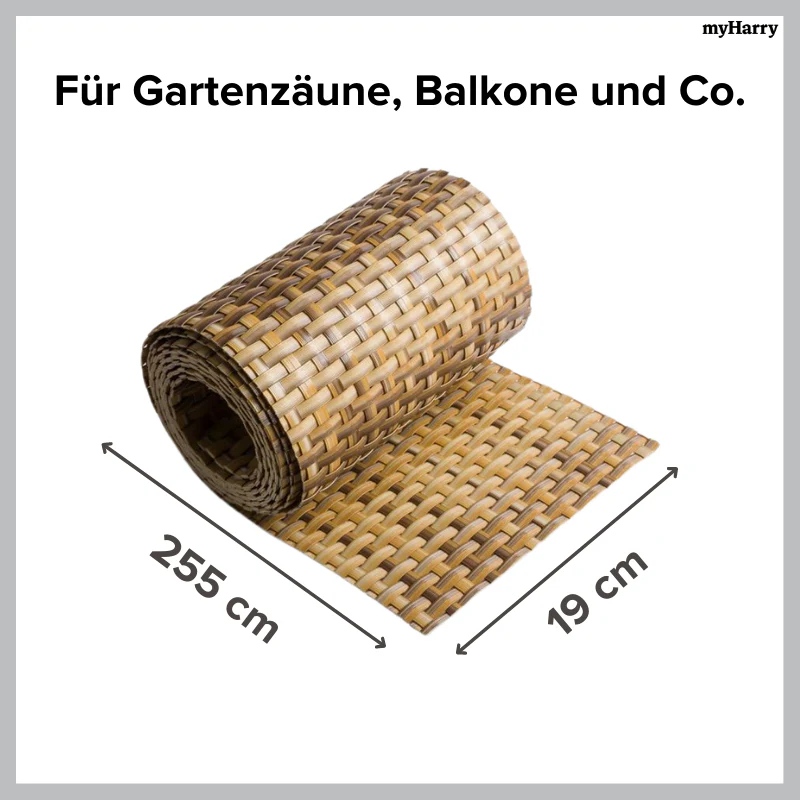 Rattan Sichtschutzstreifen Hellbraun RD08 255cm - Image 6