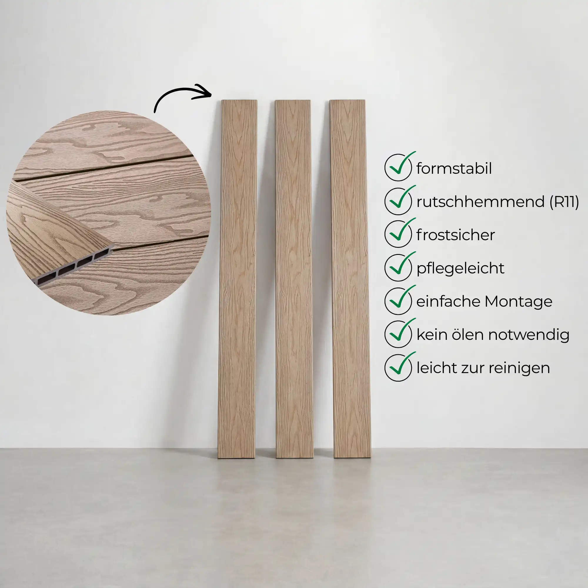 WPC-Komplettset Teak Holzoptik Basic Hohldiele - Image 5