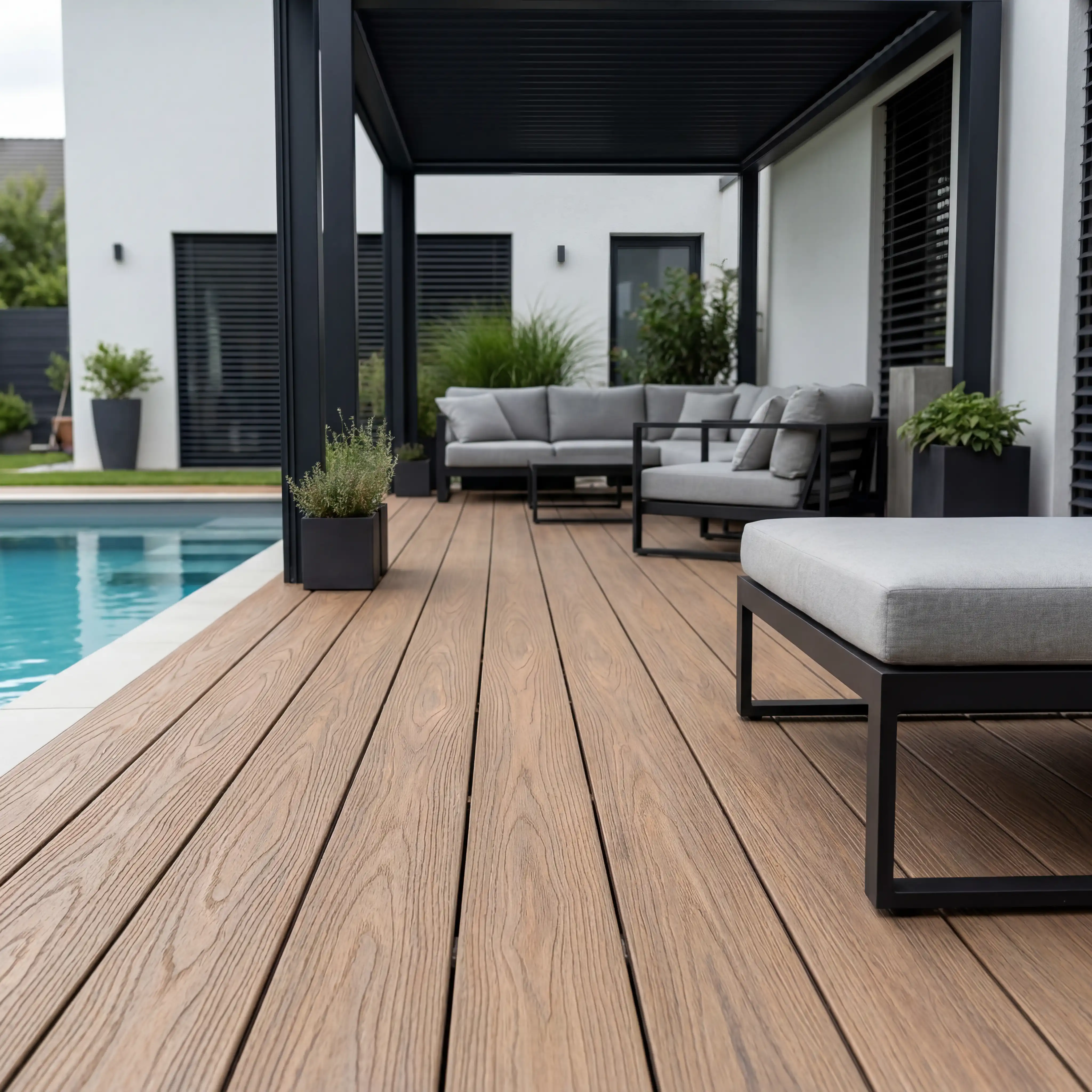 WPC-Komplettset Teak Holzoptik Basic Hohldiele - Image 9