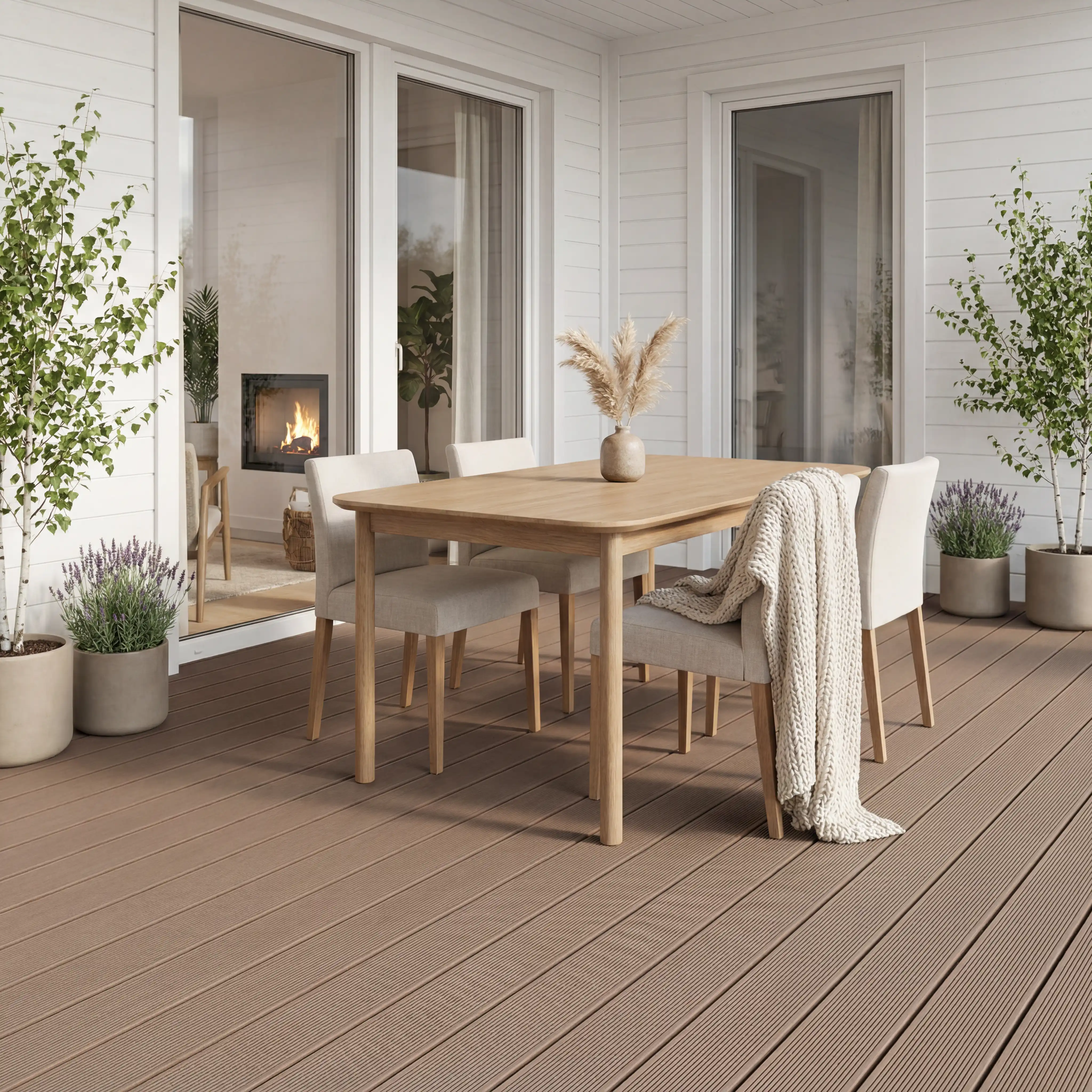 WPC-Komplettset Teak Geriffelt Basic Hohldiele - Image 10