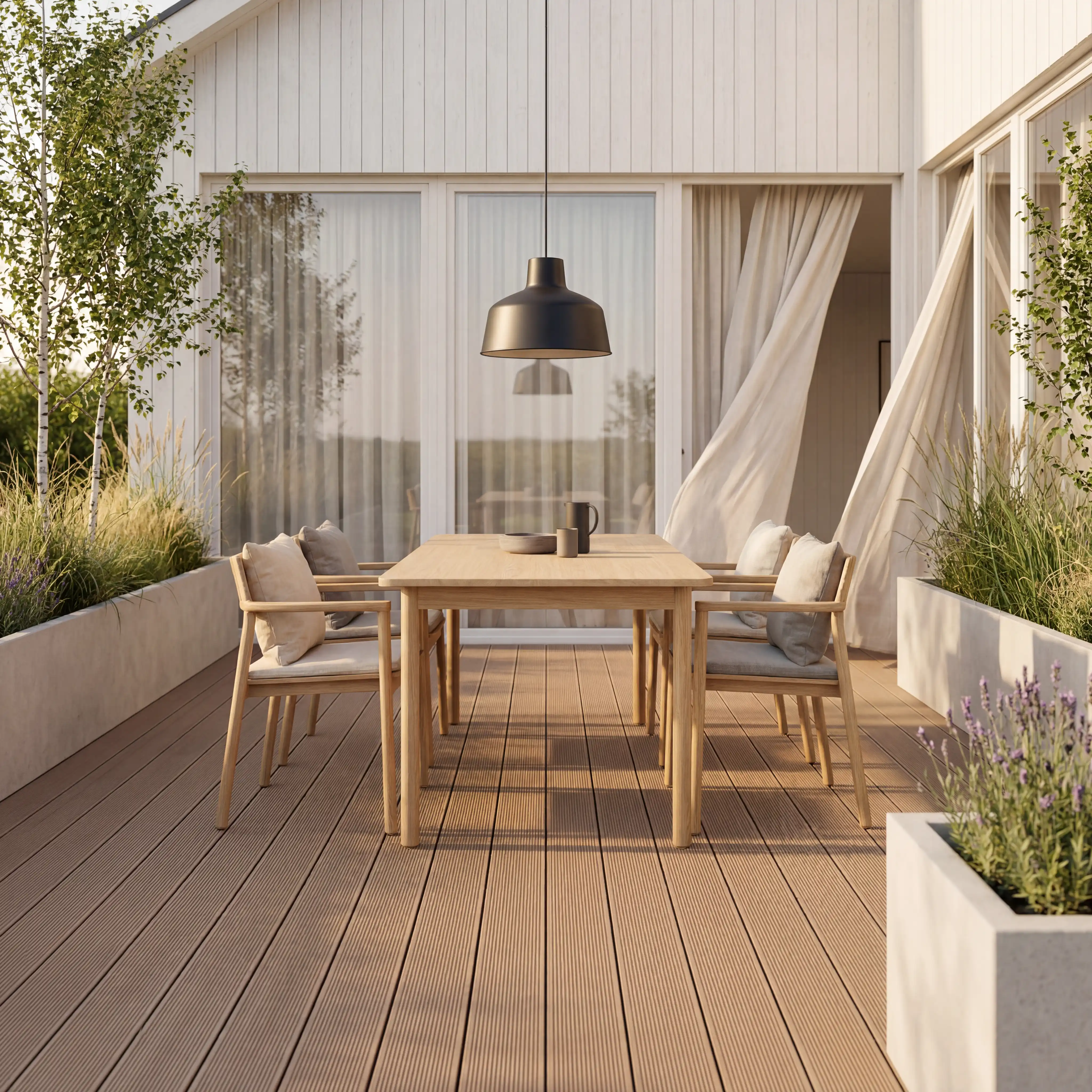 WPC-Komplettset Teak Geriffelt Basic Hohldiele - Image 11