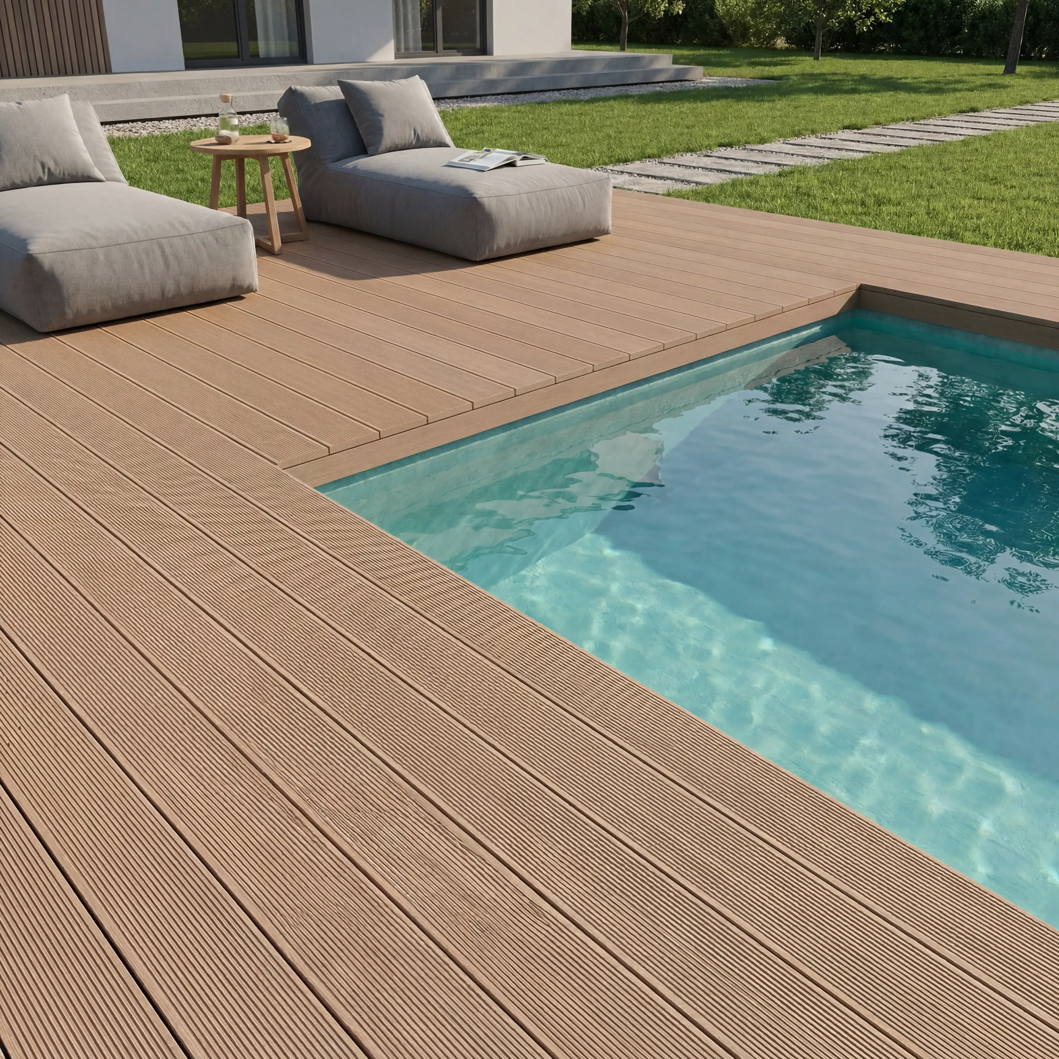 WPC-Komplettset Teak Geriffelt Basic Hohldiele - Image 12