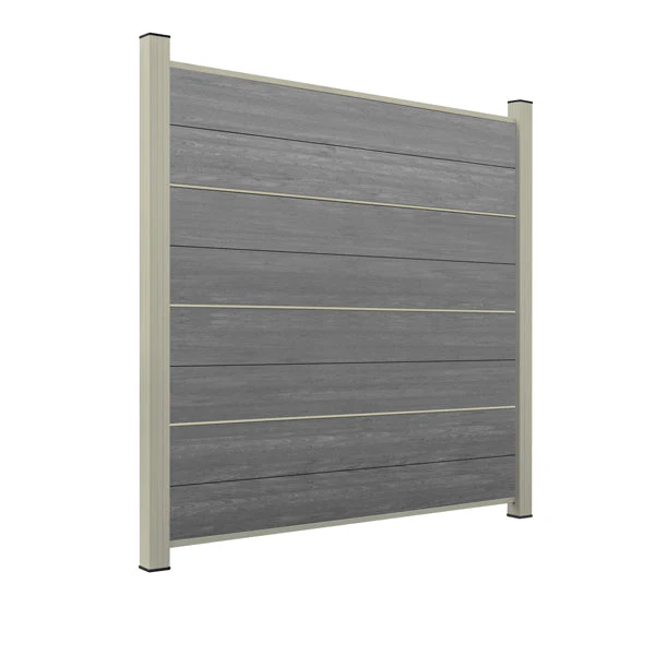 WPC Sichtschutzzaun ENZO Basalt - Design Seidengrau - Image 10