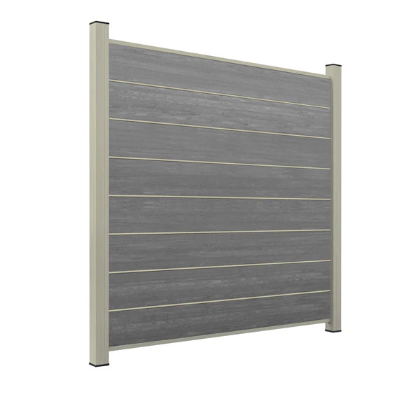 WPC Sichtschutzzaun ENZO Basalt - Design Seidengrau - Image 11