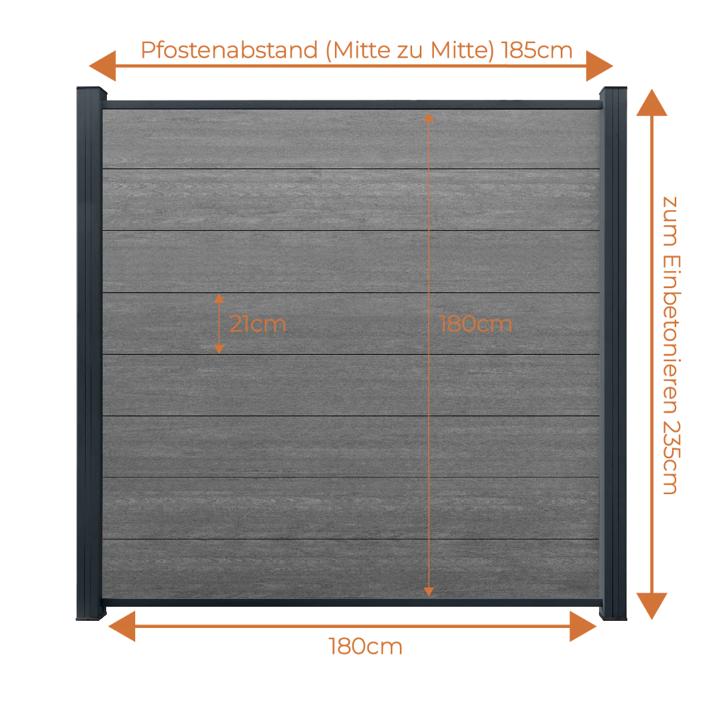 WPC Sichtschutzzaun ENZO Basalt - Standard Anthrazit - Image 6