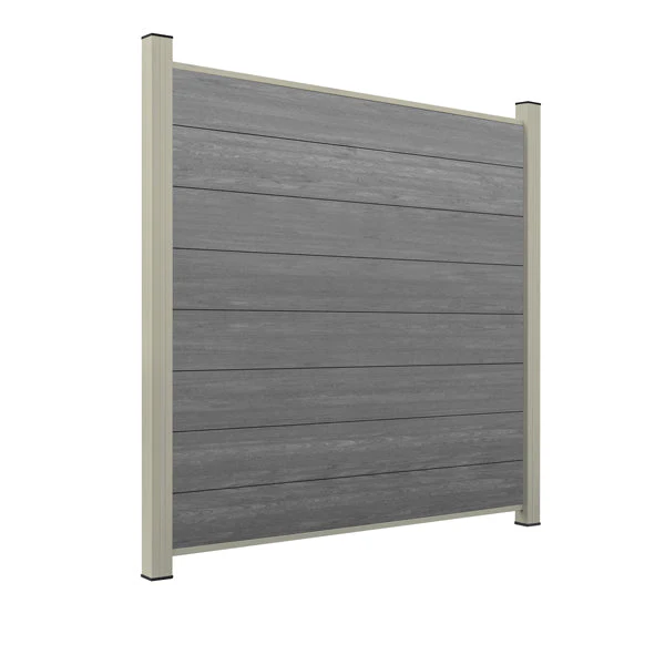 WPC Sichtschutzzaun ENZO Basalt - Standard Seidengrau - Image 10