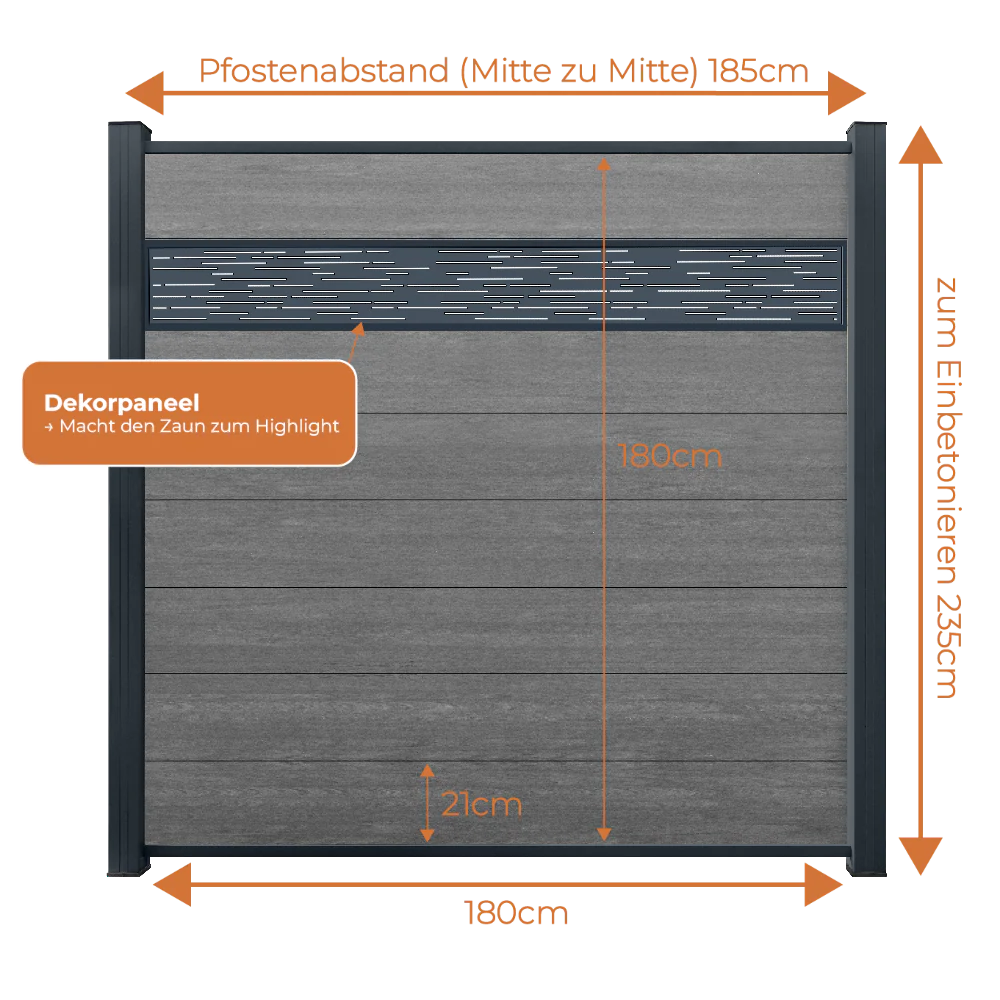 WPC Sichtschutzzaun ENZO Basalt - Style Anthrazit - Image 19