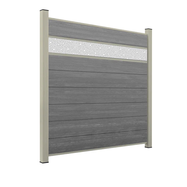 WPC Sichtschutzzaun ENZO Basalt - Style Seidengrau - Image 12