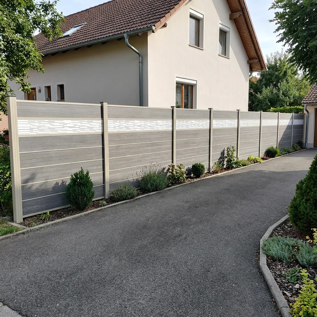 WPC Sichtschutzzaun ENZO Basalt - Style Seidengrau - Image 4