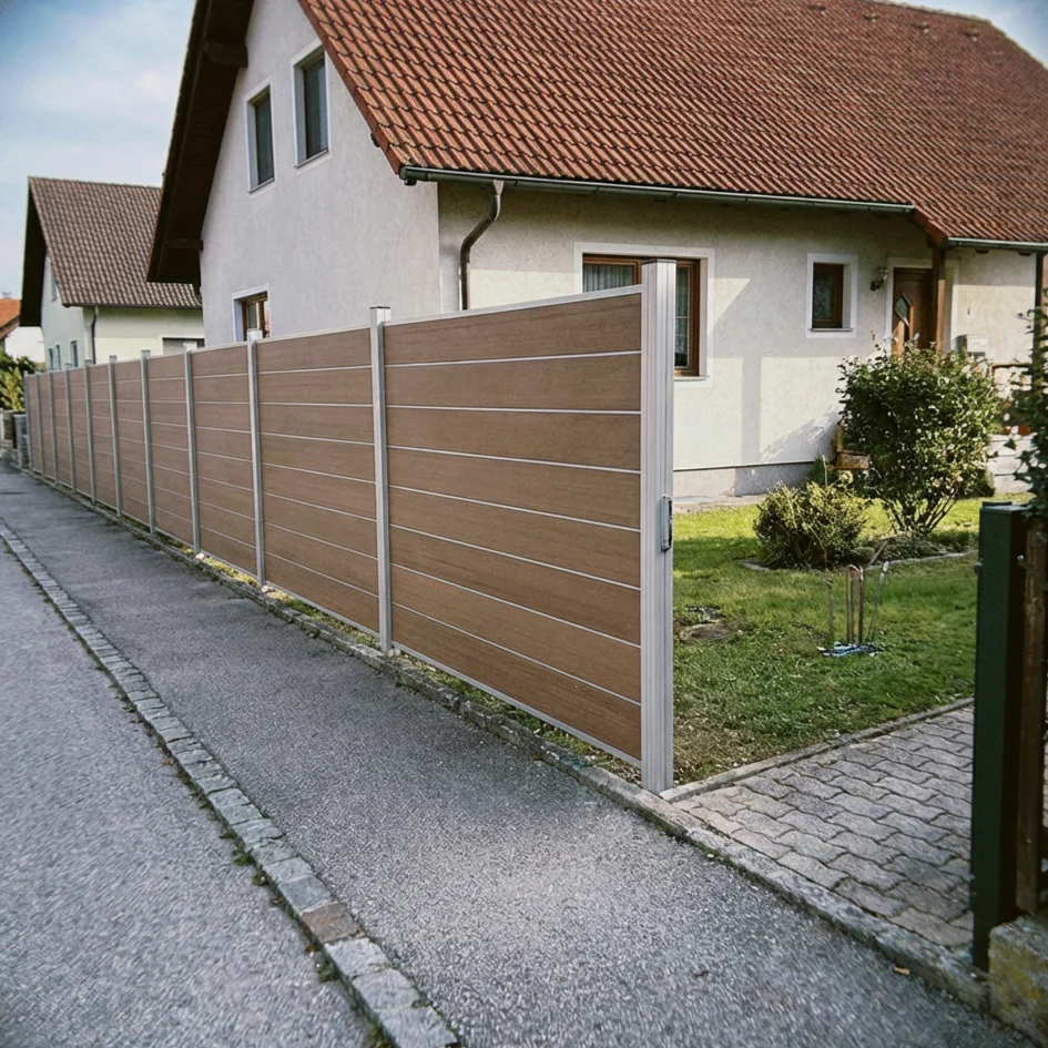 WPC Sichtschutzzaun ENZO Muskat - Design Seidengrau - Image 4