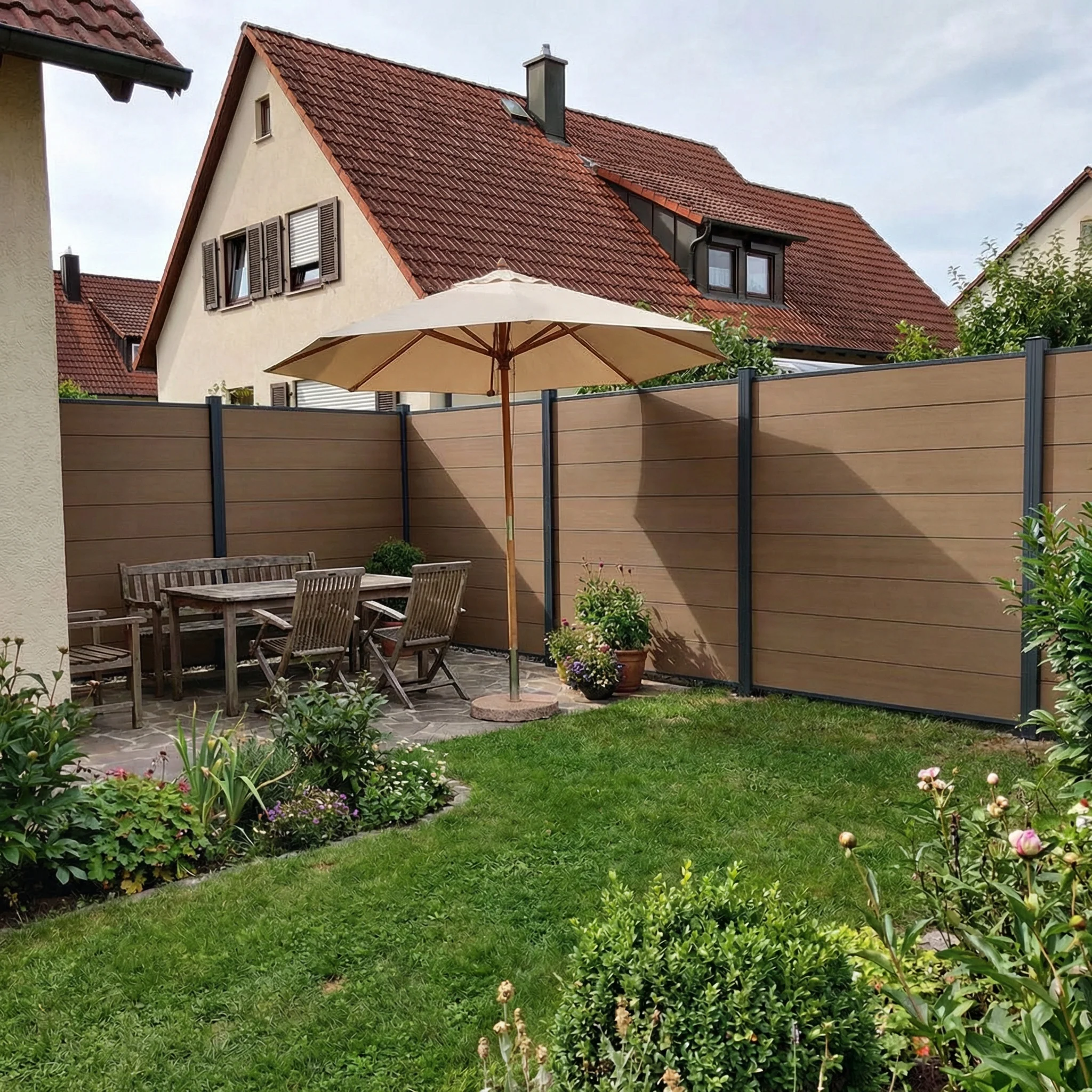 WPC Sichtschutzzaun ENZO Muskat - Standard Anthrazit - Image 3