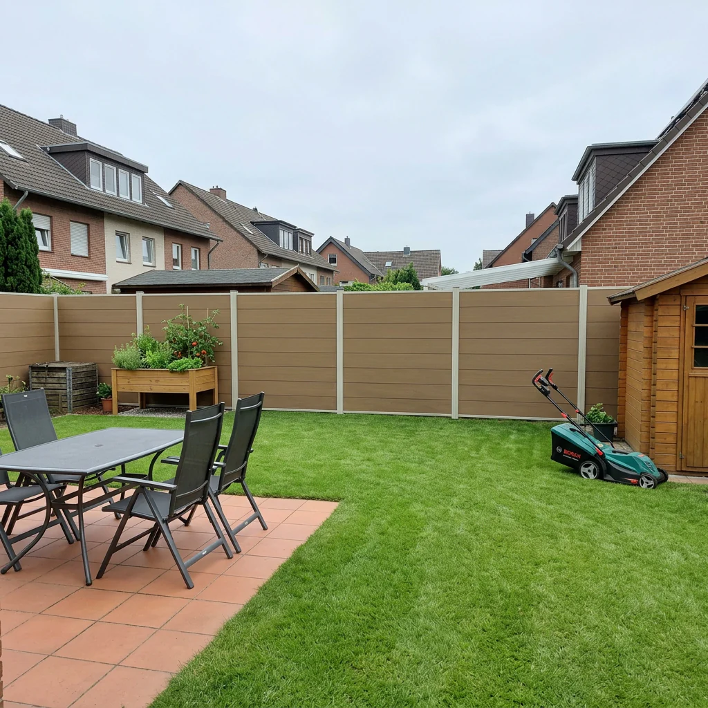 WPC Sichtschutzzaun ENZO Muskat - Standard Seidengrau - Image 4