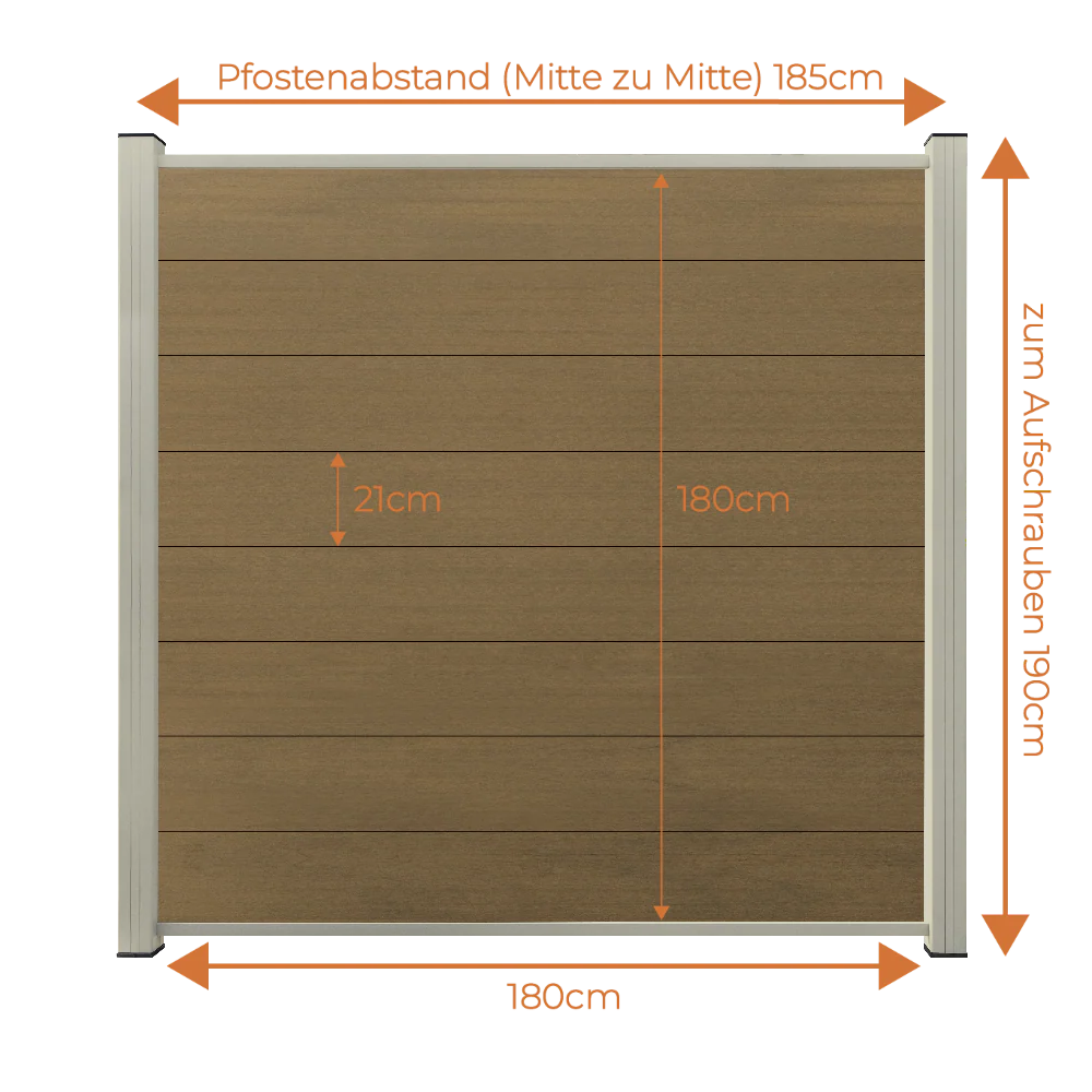 WPC Sichtschutzzaun ENZO Muskat - Standard Seidengrau - Image 6