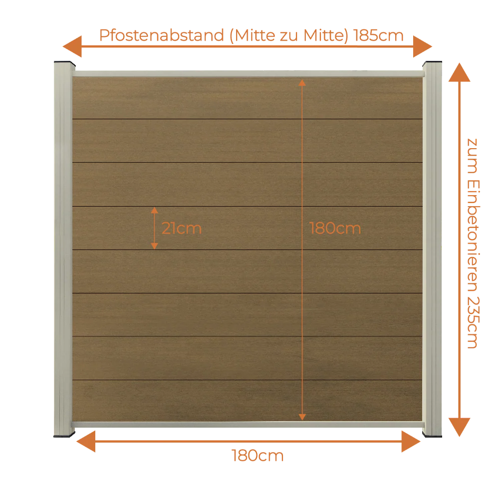 WPC Sichtschutzzaun ENZO Muskat - Standard Seidengrau - Image 7