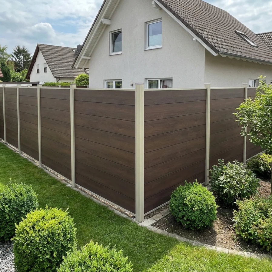 WPC Sichtschutzzaun ENZO Natur - Standard Seidengrau - Image 3