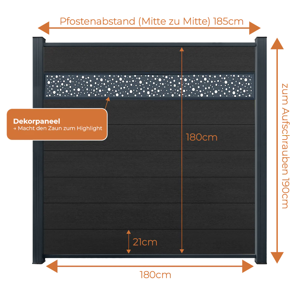 WPC Sichtschutzzaun ENZO Nero - Style Anthrazit - Image 22