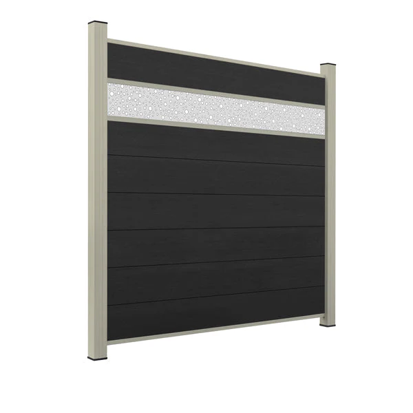 WPC Sichtschutzzaun ENZO Nero - Style Seidengrau - Image 11