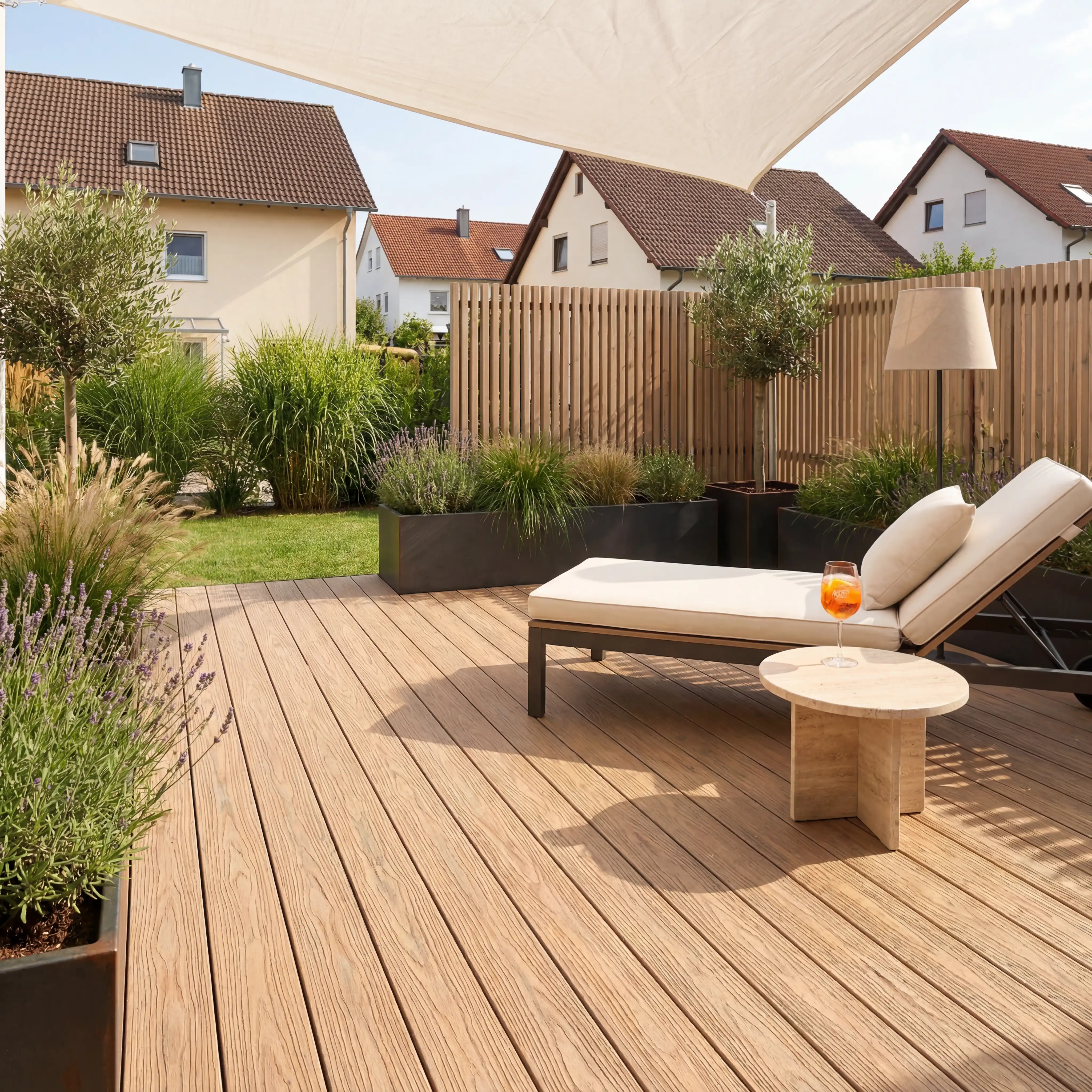 WPC Terrassendiele Hohlkammer Basic Teak - Image 17